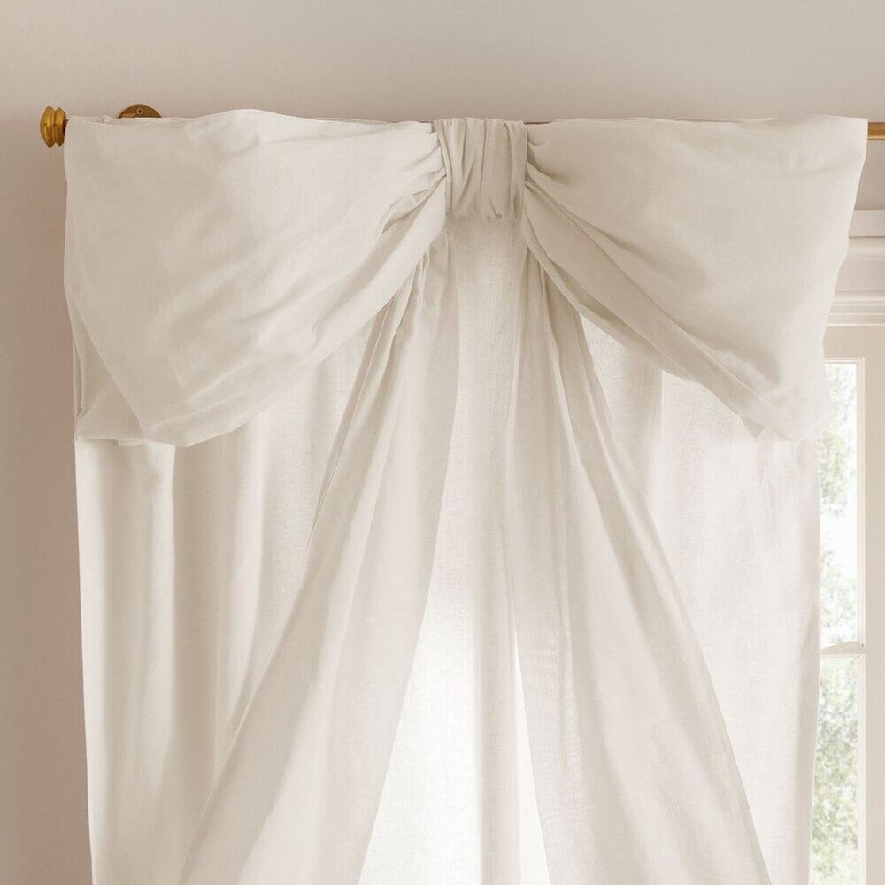 LoveShackFancy x Pottery Barn Oversized Bow Light-Filtering Window Curtain Ivory